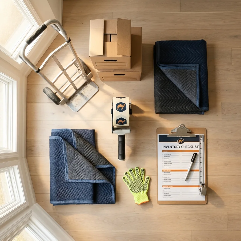 Professional moving supplies and packing materials layout for Saint Bonaventure residential relocations